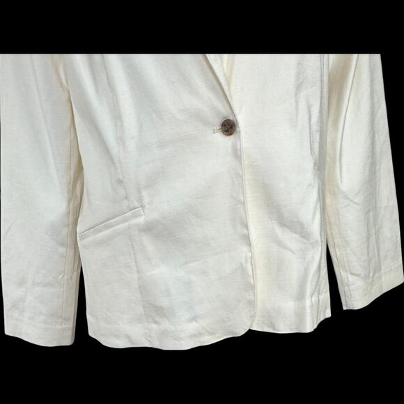 Studio Park x Leah Williams Elevated Linen Blazer Ivory XL Tuxedo Lapel NWOT - Picture 8 of 15